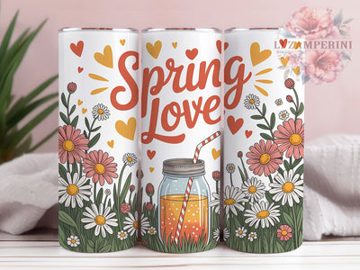 Spring Love Floral 20oz Tumbler, Spring Love Quote, 20oz Tumbler Sublimation, Floral PNG Cup Wrap, Seasonal Sublimation Design, Positive Spring Message, Digital Floral Sublimation Sublimation Li Zamperini 