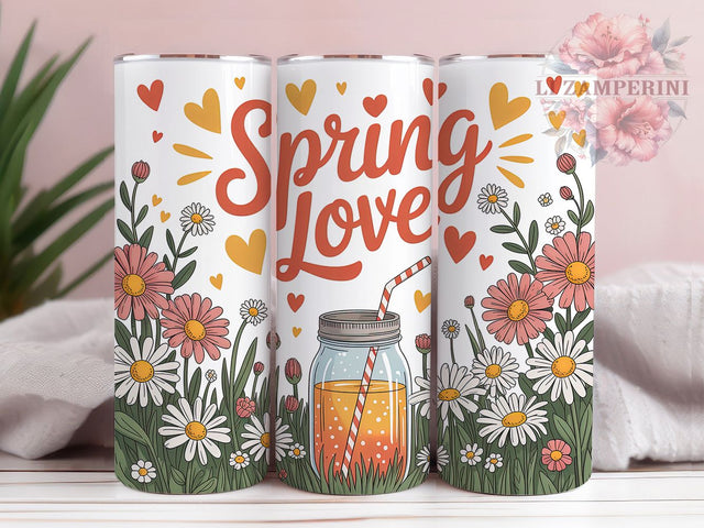 Spring Love Floral 20oz Tumbler, Spring Love Quote, 20oz Tumbler Sublimation, Floral PNG Cup Wrap, Seasonal Sublimation Design, Positive Spring Message, Digital Floral Sublimation Sublimation Li Zamperini 