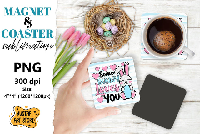 Spring magnet sublimation/Spring coaster PNG. Easter bunny Sublimation Yustaf Art Store 