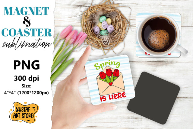 Spring magnet sublimation/Spring coaster PNG. Spring is here Sublimation Yustaf Art Store 