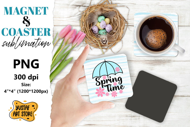 Spring magnet sublimation/Spring coaster PNG. Spring time Sublimation Yustaf Art Store 