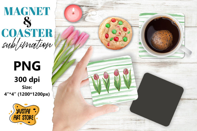 Spring magnet sublimation/Spring coaster sublimation tulips Sublimation Yustaf Art Store 