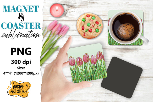 Spring magnet sublimation/Spring coaster sublimation tulips Sublimation Yustaf Art Store 