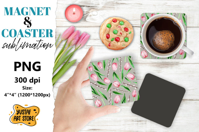 Spring magnet sublimation/Spring coaster sublimation tulips Sublimation Yustaf Art Store 