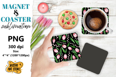 Spring magnet sublimation/Spring coaster sublimation tulips Sublimation Yustaf Art Store 