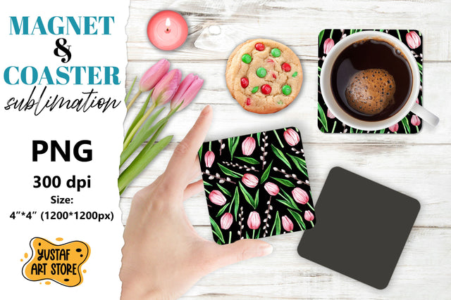 Spring magnet sublimation/Spring coaster sublimation tulips Sublimation Yustaf Art Store 