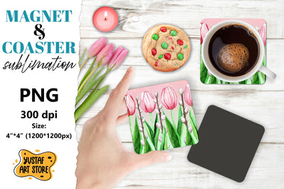 Spring magnet sublimation/Spring coaster sublimation tulips Sublimation Yustaf Art Store 