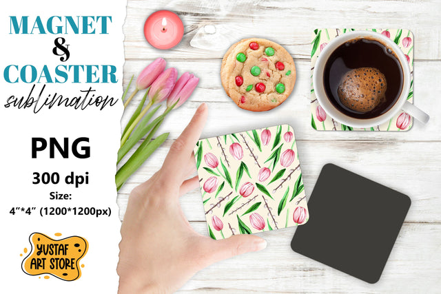 Spring magnet sublimation/Spring coaster sublimation tulips Sublimation Yustaf Art Store 