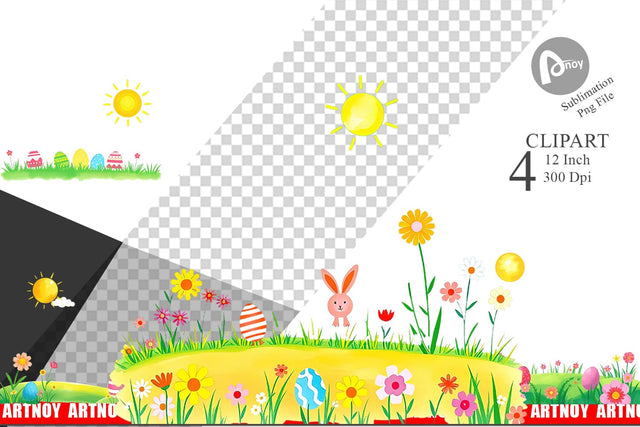 Spring Meadow Clipart Sublimation artnoy 