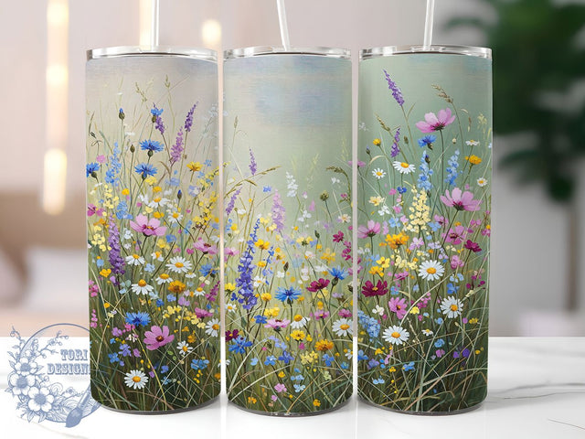 Spring Meadow Wildflower Tumbler, Wildflower Pattern Cup, Garden Bloom Design, Nature Lover Gift, Seasonal Flower Art, Meadow Pattern Wrap, Botanical Spring Cup Sublimation ToriDesigns 