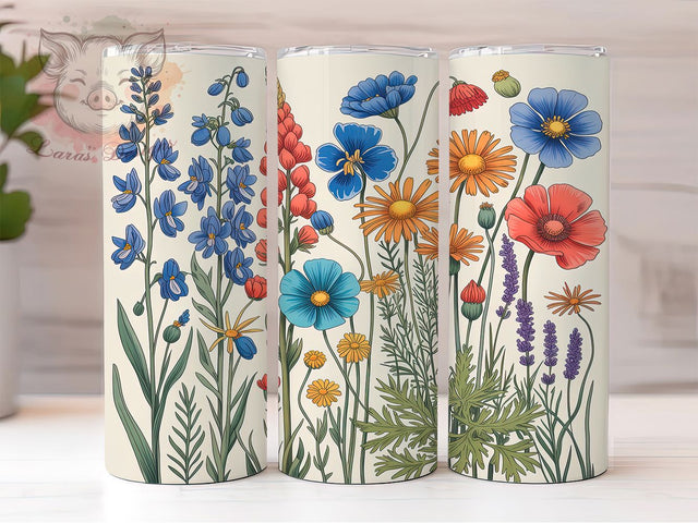 Spring Meadow Wildflower Tumbler Wrap, Spring Meadow Design, Natural Bloom Art, Floral Pattern Cup, Wildflower Garden Gift, Spring Nature Wrap, Botanical Sublimation Sublimation Lara' s Designs 