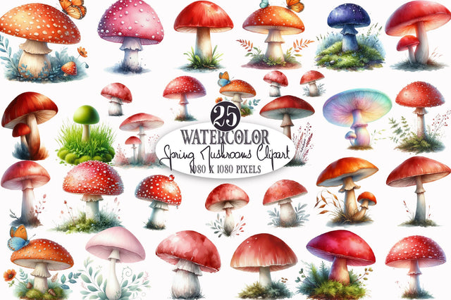 Spring Mushrooms Clipart Sublimation SVGista 