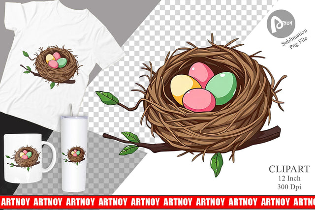 Spring Nest Clipart Sublimation artnoy 