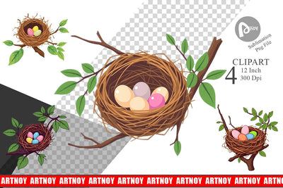 Spring Nest Clipart Sublimation artnoy 