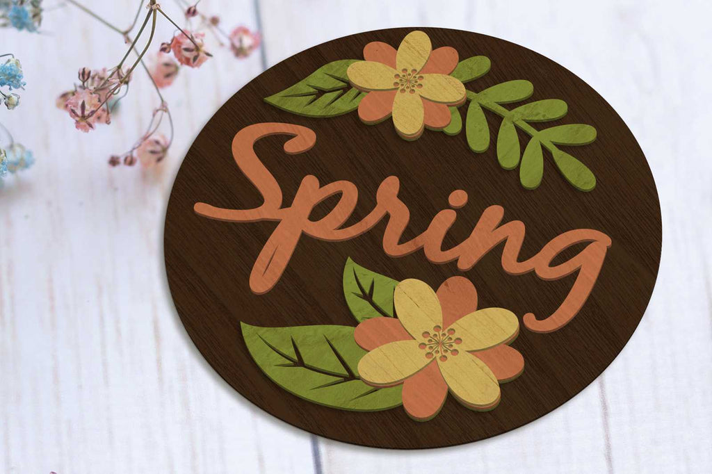 Spring Sheet Design Spring Panels Set Multilayer Templates, Wood Cut and Paper Cut, Laser ...