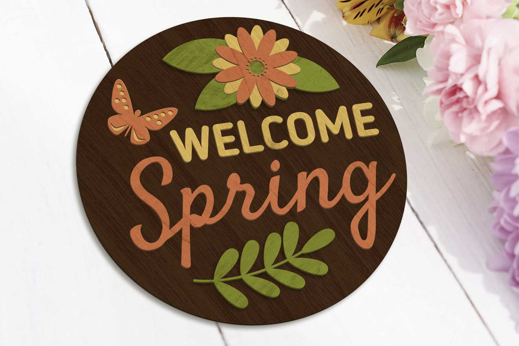 Spring Sheet Design Spring Panels Set Multilayer Templates, Wood Cut and Paper Cut, Laser ...