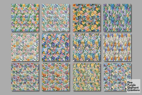 Spring Pastel Flower Quilling Pattern Digital Paper - Floral Digital Pattern Fine Purple Elephant Creations 