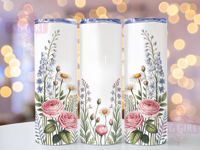 Spring Pastel Wildflower Tumbler, Watercolor Spring Flowers, Wildflower Tumbler Wrap, Pastel Floral Sublimation, Spring Tumbler Design, Watercolor Tumbler Wrap, 20oz Floral Template Sublimation SvggirlplusArt 