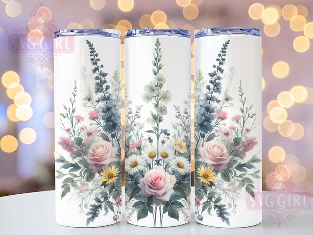 Spring Pastel Wildflower Tumbler, Watercolor Spring Flowers, Wildflower Tumbler Wrap, Pastel Floral Sublimation, Spring Tumbler Design, Watercolor Tumbler Wrap, 20oz Floral Template Sublimation SvggirlplusArt 