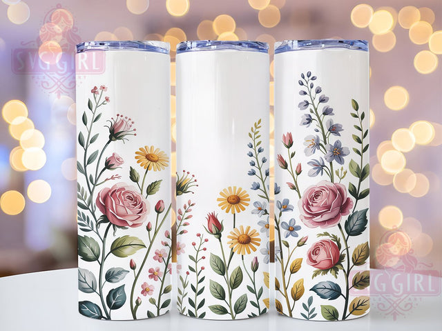 Spring Pastel Wildflower Tumbler, Watercolor Spring Flowers, Wildflower Tumbler Wrap, Pastel Floral Sublimation, Spring Tumbler Design, Watercolor Tumbler Wrap, 20oz Floral Template Sublimation SvggirlplusArt 