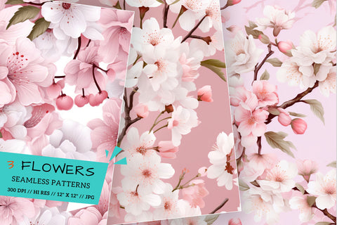 spring patterns, seamless pattern, Cherry Blossom Elegance Sublimation FloridPrintables 