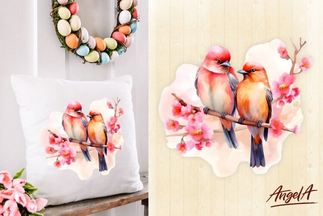 Spring pillow sublimation design / spring bird sublimation Sublimation Angelina Semenova 