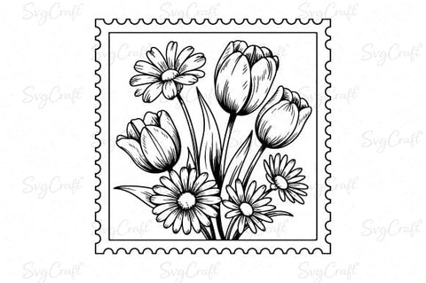Spring Postal Stamps SVG Bundle | Vintage Floral SVG Bundle SVG Svgcraft 