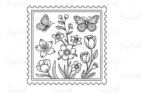 Spring Postal Stamps SVG Bundle | Vintage Floral SVG Bundle SVG Svgcraft 