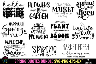 Spring Quotes SVG Bundle I Spring Sign SVG Bundle I Spring SVG SVG Happy Printables Club 