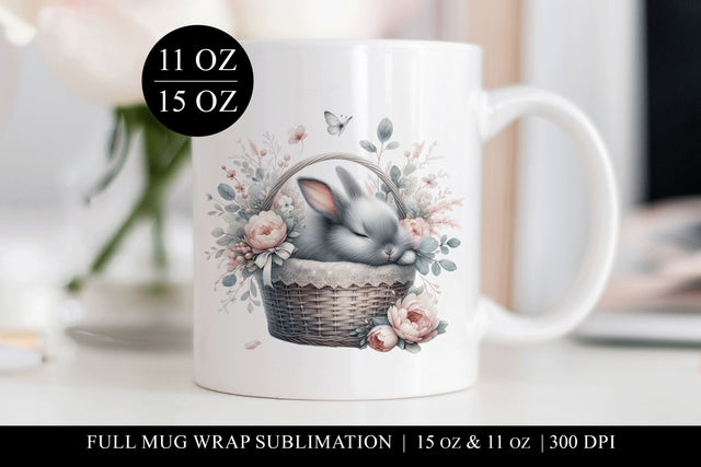 Spring Rabbit Sublimation Mug Wrap for 11 & 15oz Mugs Sublimation BijouBay 
