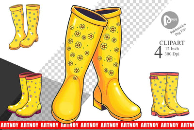 Spring Rain Boot Clipart Sublimation artnoy 