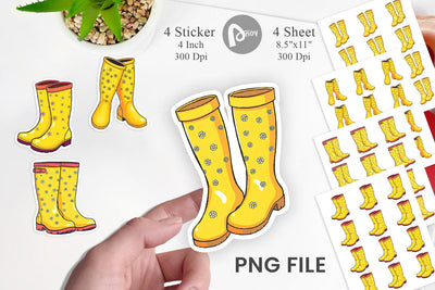 Spring Rain Boot Sticker Sublimation artnoy 