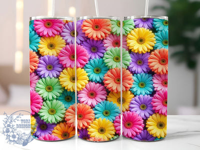 Spring Rainbow Daisy Glow 20oz Tumbler, Spring Rainbow Daisy, Rainbow Daisy Glow, Spring Daisy Glow, Daisy Glow Tumbler, Spring Tumbler, Rainbow Tumbler, Tumbler Wrap Sublimation ToriDesigns 