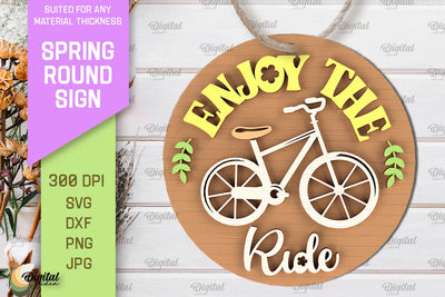 Spring Round Sign Laser Cut. Welcome Spring Sign SVG SVG Evgenyia Guschina 