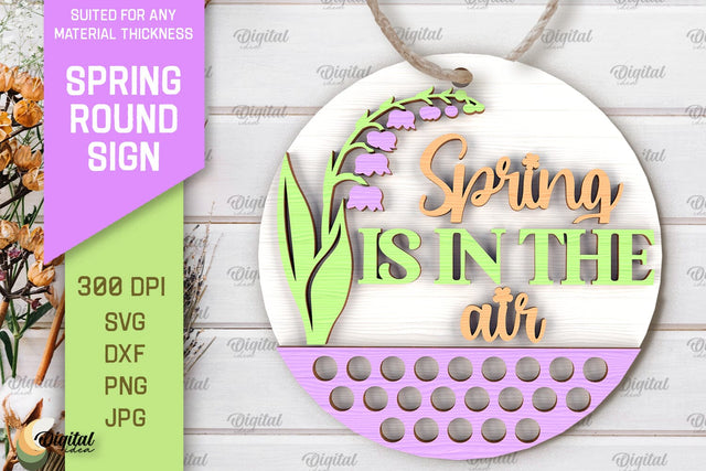 Spring Round Sign Laser Cut. Welcome Spring Sign SVG SVG Evgenyia Guschina 