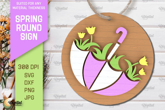 Spring Round Sign Laser Cut. Welcome Spring Sign SVG SVG Evgenyia Guschina 