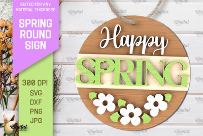 Spring Round Sign Laser Cut. Welcome Spring Sign SVG SVG Evgenyia Guschina 