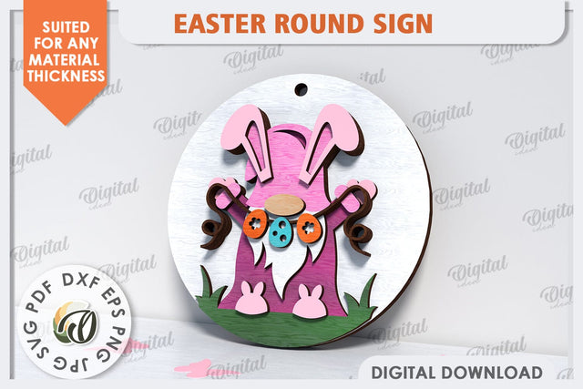 Spring Round Sign SVG. Easter Round Sign Laser Cut SVG Evgenyia Guschina 