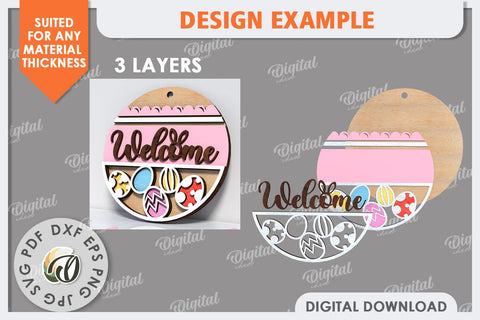 Spring Round Sign SVG. Easter Round Sign Laser Cut SVG Evgenyia Guschina 