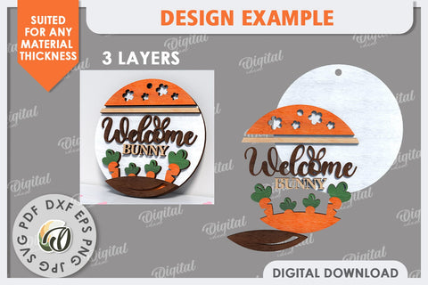 Spring Round Sign SVG. Easter Round Sign Laser Cut SVG Evgenyia Guschina 