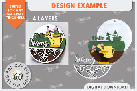 Spring Round Sign SVG. Easter Round Sign Laser Cut SVG Evgenyia Guschina 