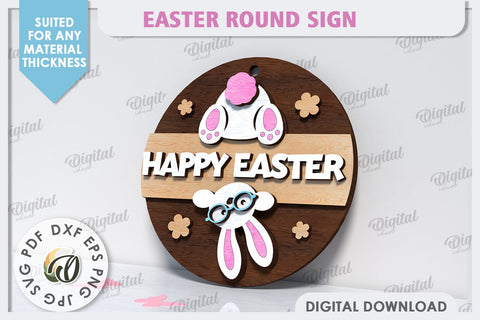 Spring Round Sign SVG. Easter Round Sign Laser Cut SVG Evgenyia Guschina 
