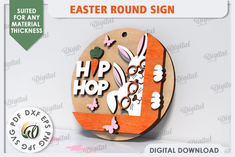 Spring Round Sign SVG. Easter Round Sign Laser Cut SVG Evgenyia Guschina 