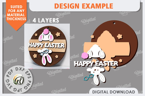 Spring Round Sign SVG. Easter Round Sign Laser Cut SVG Evgenyia Guschina 