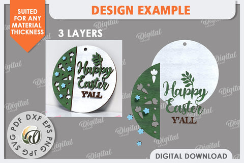 Spring Round Sign SVG. Easter Round Sign Laser Cut SVG Evgenyia Guschina 