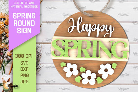 Spring Round Signs Laser Cut Bundle. Welcome Spring Signs SVG SVG Evgenyia Guschina 