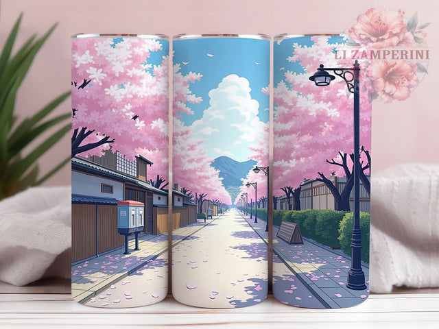 Spring Sakura Cherry Blossom Tumbler, Spring Sakura Design, 20oz Sublimation Wrap, Floral Drinkware, Japanese Aesthetic, Sakura Town Mug, Nature Lover Gift Sublimation Li Zamperini 