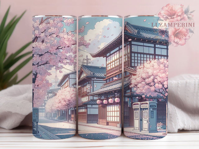Spring Sakura Cherry Blossom Tumbler, Spring Sakura Design, 20oz Sublimation Wrap, Floral Drinkware, Japanese Aesthetic, Sakura Town Mug, Nature Lover Gift Sublimation Li Zamperini 