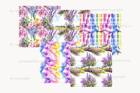 Spring Seamless Pattern Bundle | Blossom Digital Paper Set Digital Pattern GlamArtZhanna 