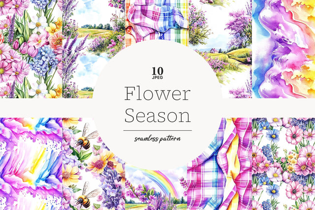 Spring Seamless Pattern Bundle | Blossom Digital Paper Set Digital Pattern GlamArtZhanna 